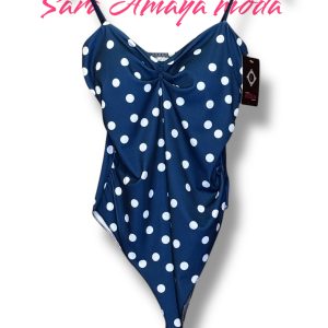 Body de lunares blanco y azul marino con cascos y tirantes regulables